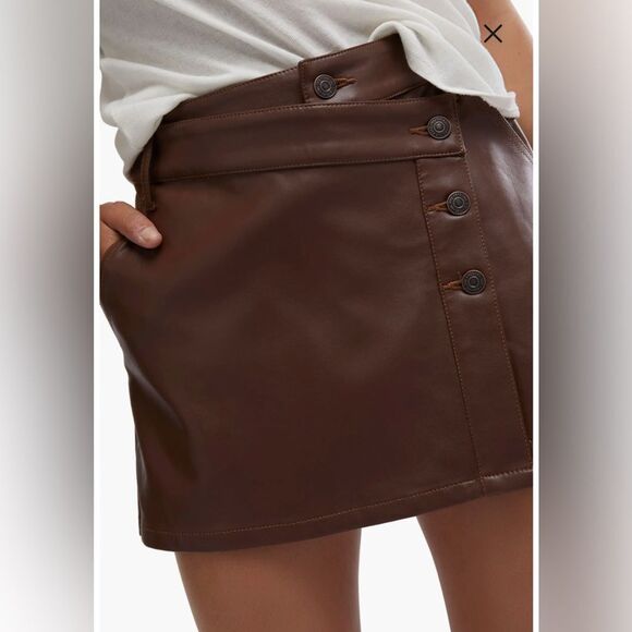 Free People NWT Wynne chocolate vegan skirt -29 - Picture 5 of 10